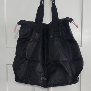 Victoria's Secret Black Tote with Pink Drawstrings